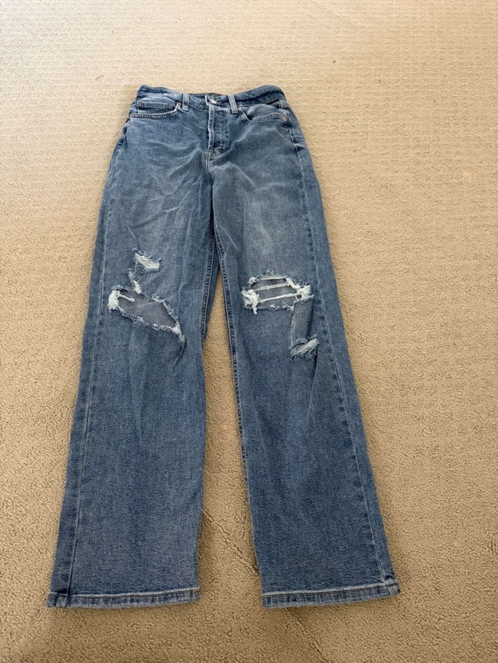 wild fable Distressed Wide-Leg Jeans - Blue